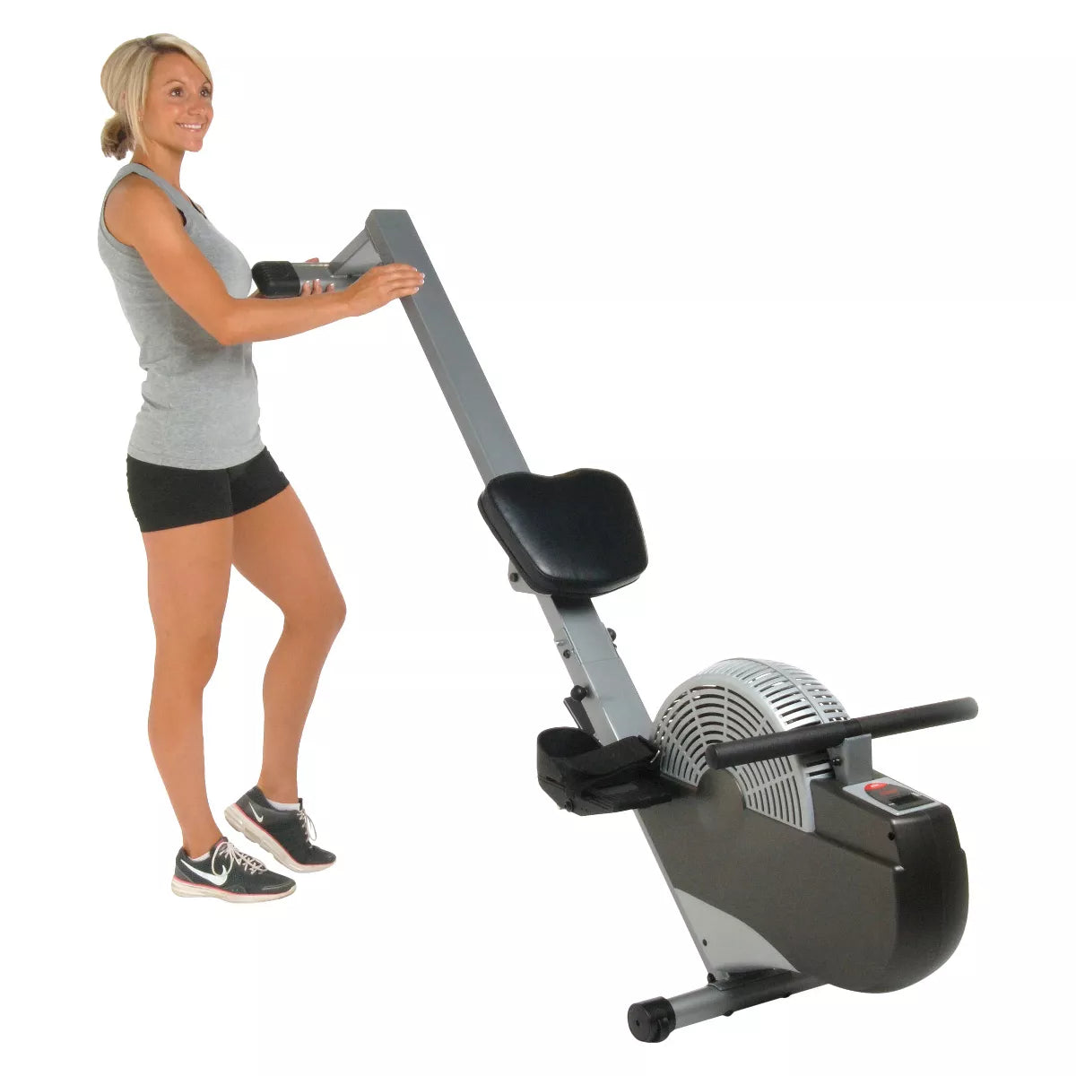 Stamina ATS Air Rower | Rowing Machine | LCD Monitor | Dynamic Air Resistance | Folding Design | Tone Muscle and Improve Heart Health, Black/Chrome