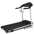 Folding Treadmill with Manual Incline, Fitness Workout Exercise Machine LCD Screen, Shock-Absorbent Running Deck, Device Holder - Black