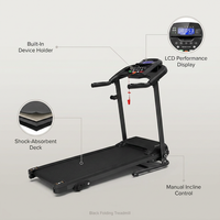 Folding Treadmill with Manual Incline, Fitness Workout Exercise Machine LCD Screen, Shock-Absorbent Running Deck, Device Holder - Black — Lifestyle