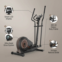 Walnut Stride Pro Heavy Duty Elliptical Machine for Home Gym | 16-Inch Stride, 400LBS Capacity, Ultra-Quiet Low-Impact Cardio for Small Spaces — Lifestyle