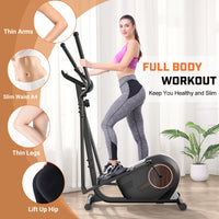 Walnut Stride Pro Heavy Duty Elliptical Machine for Home Gym | 16-Inch Stride, 400LBS Capacity, Ultra-Quiet Low-Impact Cardio for Small Spaces