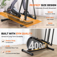 Walnut Stride Pro Heavy Duty Elliptical Machine for Home Gym | 16-Inch Stride, 400LBS Capacity, Ultra-Quiet Low-Impact Cardio for Small Spaces