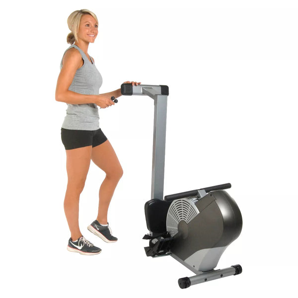 Stamina ATS Air Rower | Rowing Machine | LCD Monitor | Dynamic Air Resistance | Folding Design | Tone Muscle and Improve Heart Health, Black/Chrome
